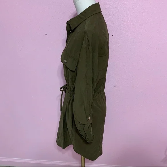 ZARA Army Green Longline Utility Jacket/Dress XS - Picture 3 of 16